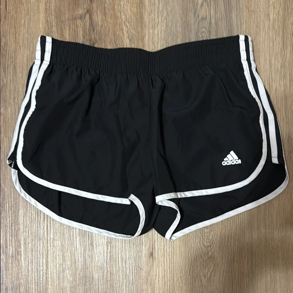 Adidas Black and White Athletic Running Shorts with Elastic Waistband LIKE NEW